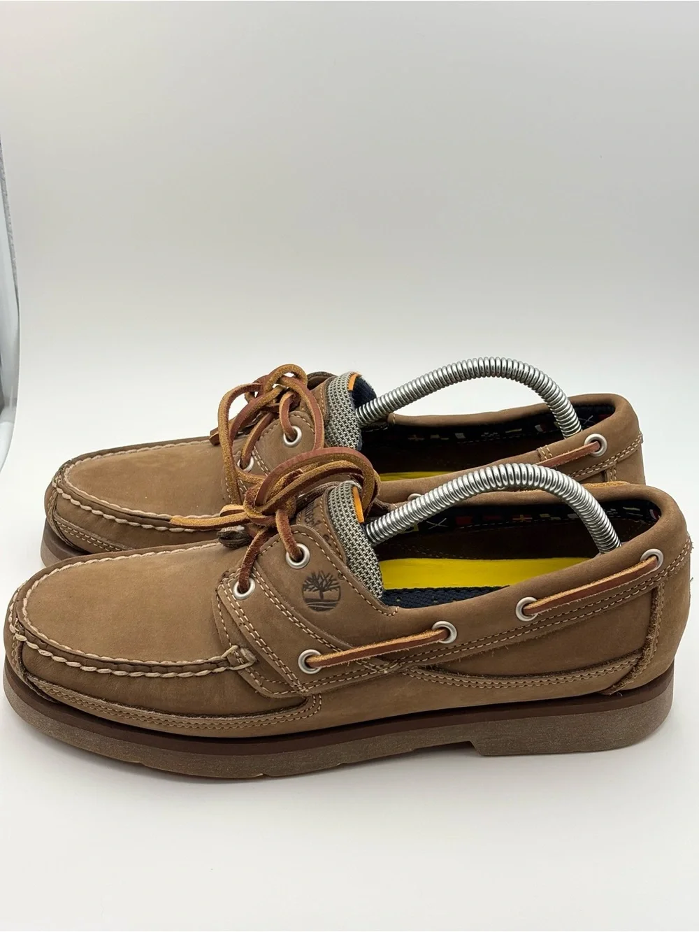 Timberland Men’s Tan Leather Upper Moc Toe Boat Shoes Size 8.5M